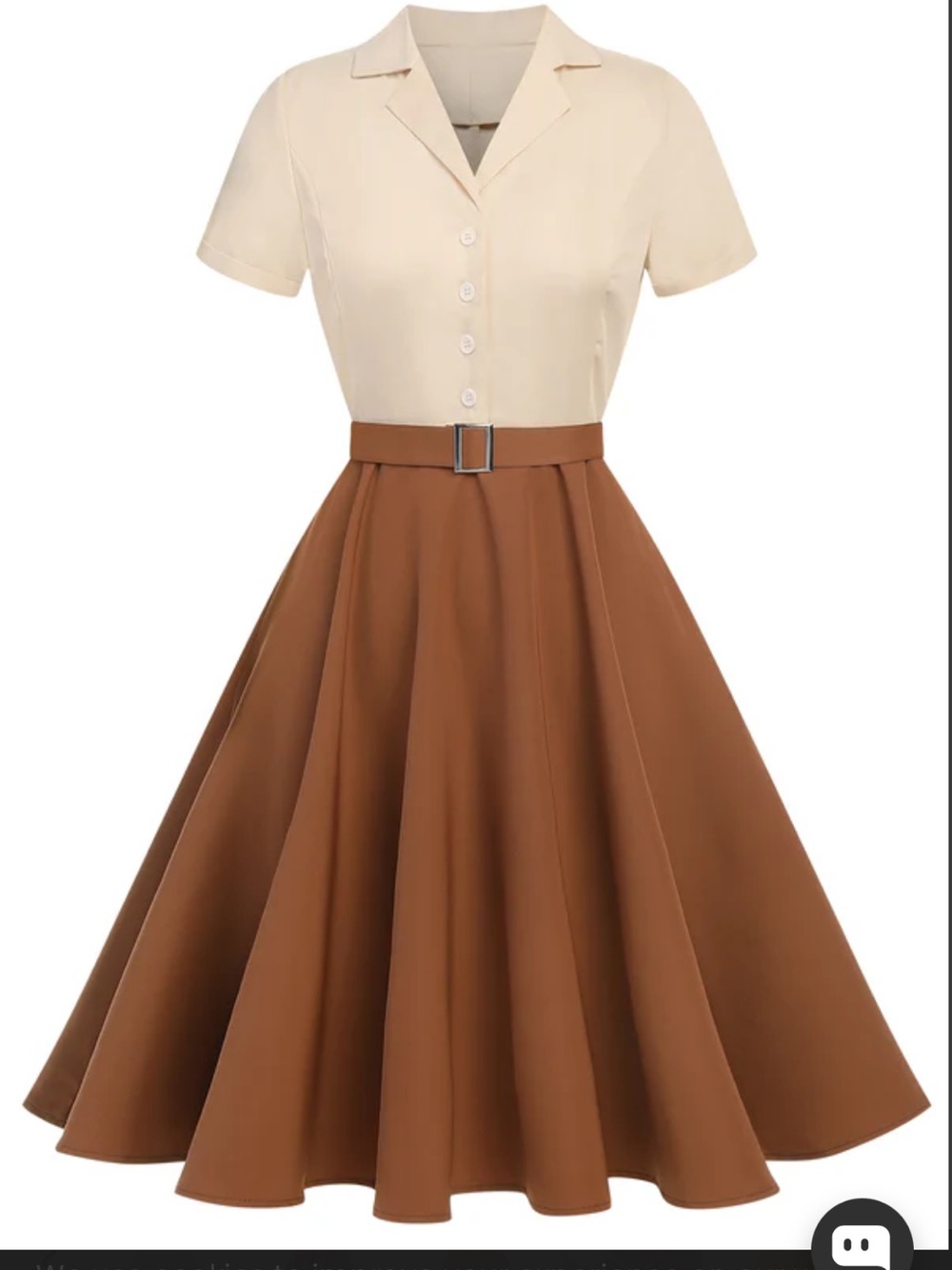 KHAKI 1950S STYLE BUTTON DRESS